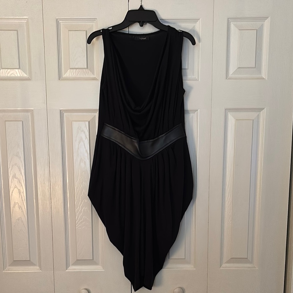 Black Asymmetrical Wrap Cocktail Dress